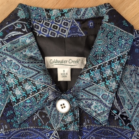 Coldwater Creek Blue Blazer with Intricate Floral Design - Picture 2 of 6